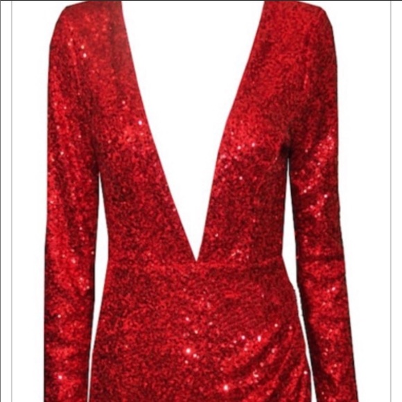 Beautiful sequence long sleeve V knock style dress - Picture 3 of 4